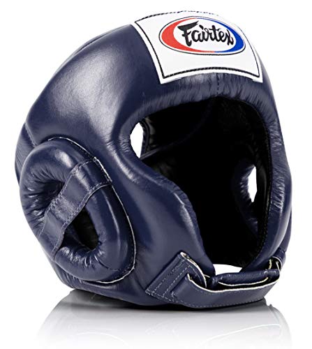 Fairtex HG6 Full Head Guard, Muay Thai Sparring Helmet Protective Headgear - color: Blue, size: Medium