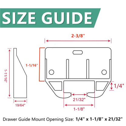 Litoexpe 20 Pieces White Plastic Drawer Guides with Screws, 58×41×29mm | Rear Drawer Replacement Guides Brackets, Smooth Glide Track, Includes Mounting Screws, for Dressers, Wardrobes - size: 58×41×29mm - 20 Pcs