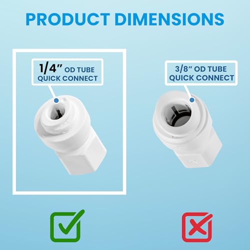 1/4" OD Quick Connect x 1/4" Comp (7/16" UNS Thread) Female Faucet Adapter Fitting for Water Filtration RO Faucet Adapter. White. - size: 1/4" OD Quick Connect x 1/4" COMP