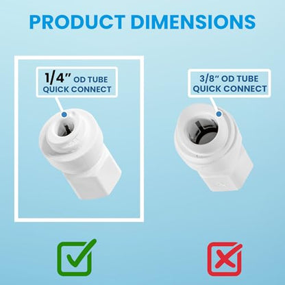 1/4" OD Quick Connect x 1/4" Comp (7/16" UNS Thread) Female Faucet Adapter Fitting for Water Filtration RO Faucet Adapter. White. - size: 1/4" OD Quick Connect x 1/4" COMP