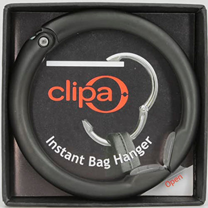Clipa Bag Hangers The Ring that Opens into a Hook, Closes Automatically | Holds 33 lbs, Needs only 1/2" to Hang a Bag, Easy to Use with One Hand, in 9 available styles, 3 yr Warranty - color: Matte Black