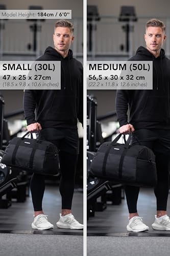 Fitgriff 남성 및 여성용 체육관 가방 V2 신발 및 습식 수납 공간 포함 - 여행, 스포츠, 피트니스 및 운동용 더플 백 - color: 풀 블랙., size: 19 x 10 x 11 inches (Small)