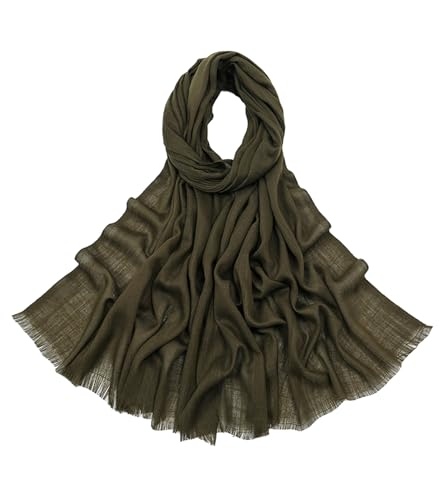 Women's Summer Scarf Lightweight And Soft Bamboo Cotton Headscarf - color: Army Green