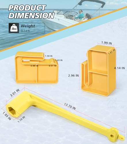 1-1/16" Boat Prop Wrench & PMPS-1-DP Prop Stop Block Kit, 91-859046Q4 Polymer Propeller Wrench - Works for Mercury Mercruiser Alpha, Fits All Outboard & Stern Drive Applications Light-Weight, Yellow
