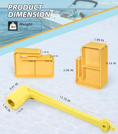 1-1/16" Boat Prop Wrench & PMPS-1-DP Prop Stop Block Kit, 91-859046Q4 Polymer Propeller Wrench - Works for Mercury Mercruiser Alpha, Fits All Outboard & Stern Drive Applications Light-Weight, Yellow