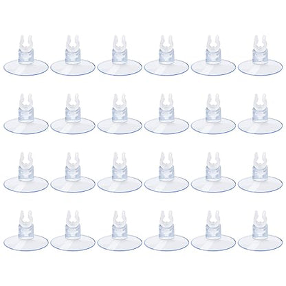 AQUANEAT Aquarium Suction Cups, for Fish Tank Airline Tubing, with Clips 3/16" air Hose Holder, 24pcs (Clear) - color: Clear