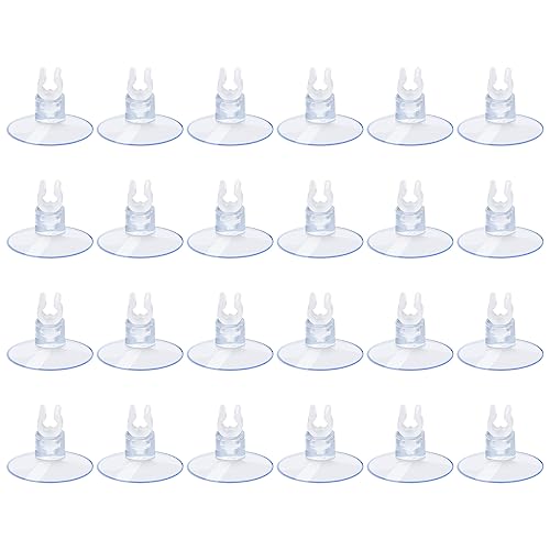 AQUANEAT Aquarium Suction Cups, for Fish Tank Airline Tubing, with Clips 3/16" air Hose Holder, 24pcs (Clear) - color: Clear