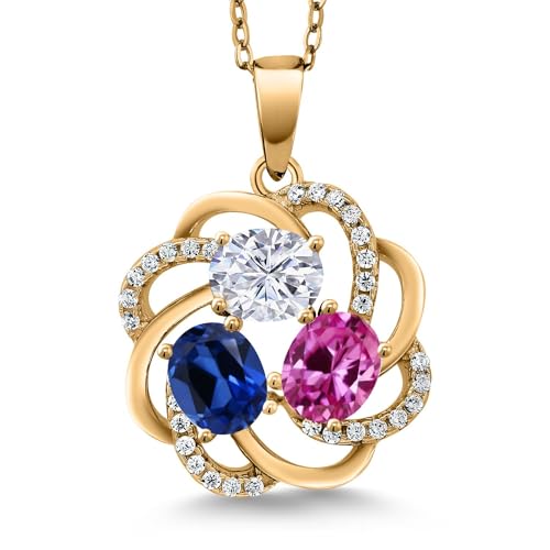 Gem Stone King Customized Personalized 3 Birthstone Mothers Necklace