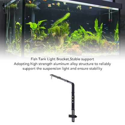 Adjustable Aluminum Aquarium Light Bracket - Universal Hanging Mount Holder for Fish Tank LED Lamps (Black)