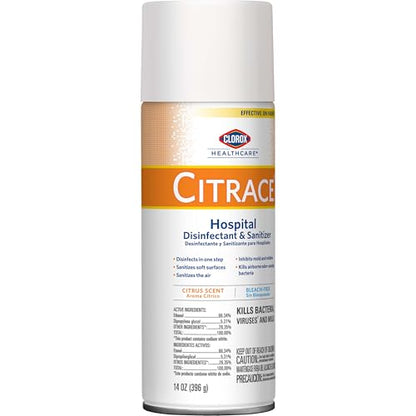 Clorox Healthcare Citrace Hospital Disinfectant and Sanitizer Aerosol Spray, Citrus, 14 Ounces (Package May Vary)