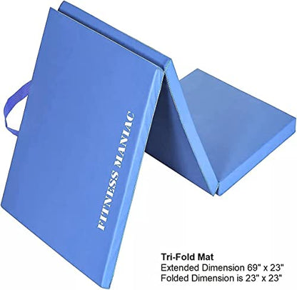 FITNESS MANIAC Black Folding Mat Panel Aerobics Exercise Tumbling Gym Easy Storage Gymnastics Mat Tri-Fold Mats Gym Pad Exercise Pading Ab Foldable Mats - color: Pink