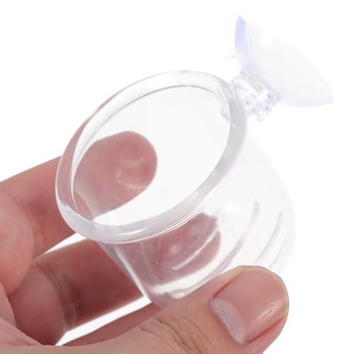 PRETYZOOM 4pcs Aquarium Fish Tank Feeding Cups with Suction Cup, Acrylic Fish Feeder Bowls for Bait and Food Holding, Small and Large Sizes for Aquarium and Shrimp Feeding Supplies