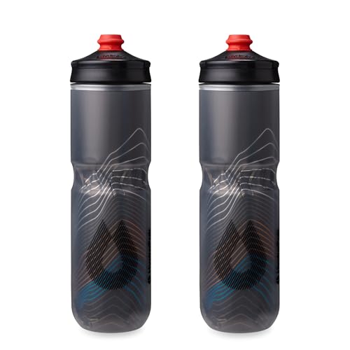 HydraPak | Polar Bottle - Polar Surge Insulated Bike Water Bottle 2-Pack - High Flow, Cycling & Sports Squeeze Bottle (Ascent Black, 700ml / 24oz) - color: Ascent Black, style: 24oz/700ml