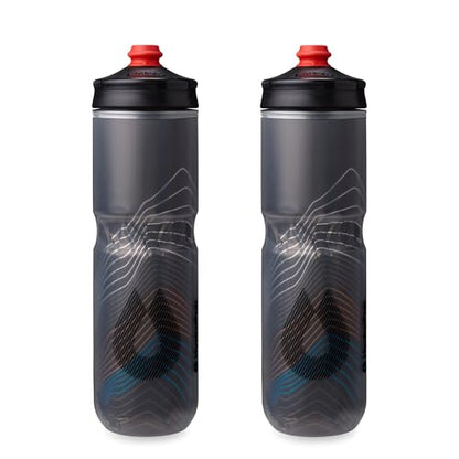 HydraPak | Polar Bottle - Polar Surge Insulated Bike Water Bottle 2-Pack - High Flow, Cycling & Sports Squeeze Bottle (Ascent Black, 700ml / 24oz) - color: Ascent Black, style: 24oz/700ml