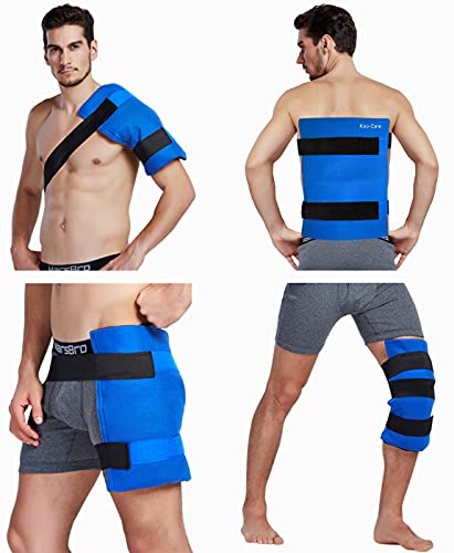 Koo-Care Large Flexible Gel Ice Pack & Wrap with Straps for Hot Cold Therapy - Pain Relief for Shoulder Rotator Cuff, Back, Hip, Knee Replacement Surgery, Shin Splint Injuries Reusable - 11" x 14" - size: 11" x 14" (1 Pack)