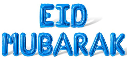 Letter Balloons - EID MUBARAK 16" Inch Alphabet Letters Foil Mylar Balloon Blessed Feast Festival Party Banner (Blue) - color: Blue