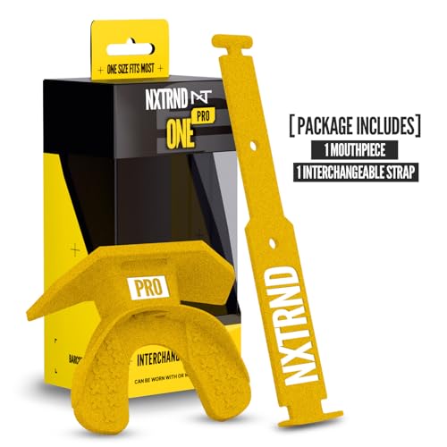 Nxtrnd One Pro Football Mouth Guard, Interchangeable Strap, Fits Adult & Youth (Gold) - color: Gold Pro