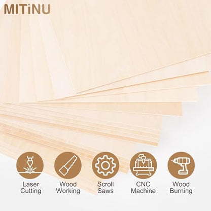 5 Pack Basswood Sheets for Crafts,12"x12"x1/12 2mm Thick Plywood Sheets with Smooth Surfaces-Unfinished Squares Wood Boards for Laser Cutting, Wood Burning, Architectural Models, Staining - size: 5 Pack -12X12X1/12 Inch