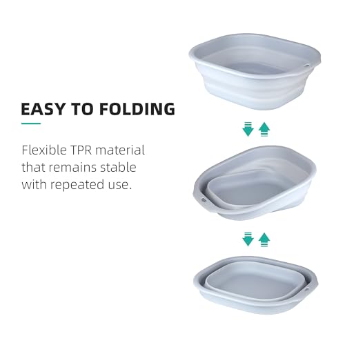 2 Pack Collapsible Wash Basin Set, Foldable Dish Tub, Small Medium Portable Sink for Kitchen, Camping, RV, Baby Bottles, Laundry, Plastic Washbasin -Gray - color: Gray