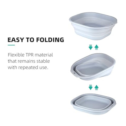 2 Pack Collapsible Wash Basin Set, Foldable Dish Tub, Small Medium Portable Sink for Kitchen, Camping, RV, Baby Bottles, Laundry, Plastic Washbasin -Gray - color: Gray