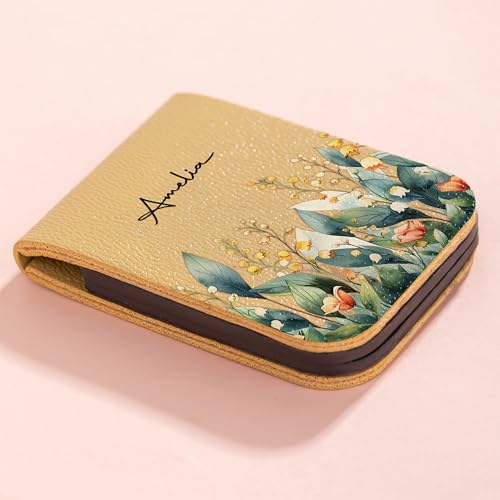 BYFDIY Personalized Magnetic Bookmark Clip Leather Custom Name Watercolor Birth Flower Bookmarks Reading Accessory Gifts for Women Men Book Lovers