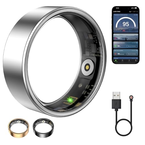 Smart Ring for Women & Men, Fitness Tracker with Heart Rate, Blood Oxygen, Sleep Monitoring, Long-Lasting Battery, IP68 Waterproof, No Subscription Fee (Silver, #11) - color: Silver, size: 11