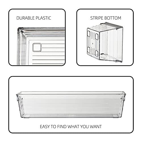 Clear Plastic Drawer Organizer Tray for Vanity Cabinet (Set of 10),Storage Tray for Makeup, Kitchen Utensils, Jewelries, and Gadgets