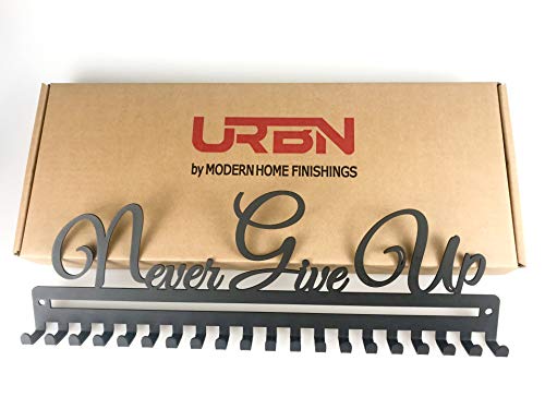 Metal Wall Mount Motivational Medal Hanger Display and Lanyard Ribbon Holder - Ribbon Display Rack with Easy Hanging Hooks & Simple Install, Gifts for Kids & Adults - style: Never Give Up