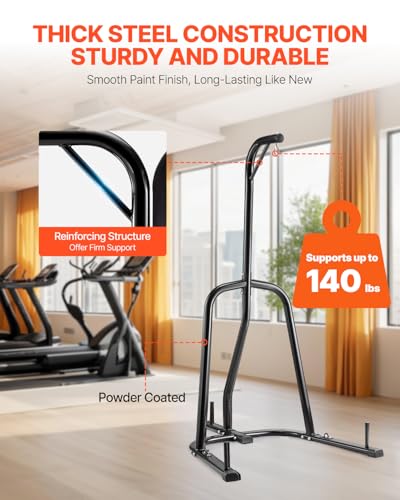 VEVOR Punching Bag Stand, Steel Heavy Duty Workout Training Equipment, Adjustable Height Boxing Punching Stand with Weighted Base, Holds Up to 140 lbs, Freestanding Sandbag Rack for Home Gym Fitness - style: Standard Punching Bag Stand
