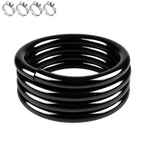 Black Vinyl Tubing 1/2" ID × 5/8" OD - 25 ft PVC Flexible Plastic Tube Hybrid Hose with 4 Stainless Clamps, Transfer Water Air Oil for Pond Fountain Garden. - size: 1/2" ID - 25FT