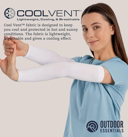 OutdoorEssentials UV Sun Sleeves for Men & Women, Cooling Arm Sleeves UPF 50+ | Golf, Tattoo Cover Up, Sun Protection - color: (6 Pairs): 6 White