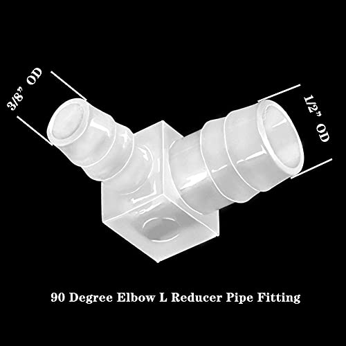 1/2" to 3/8" Hose Barb 90 Degree Elbow L Reducer Fitting, Barbed Joint Splicer Mender Adapter Union Adapter for Boat Aquarium Fuel Gas Liquid Air (Pack of 4) - size: 1/2" -3/8"-4pcs
