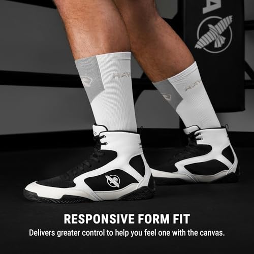 Hayabusa Pro Boxing Shoes for Men & Women - color: White, size: 7 Women/5.5 Men