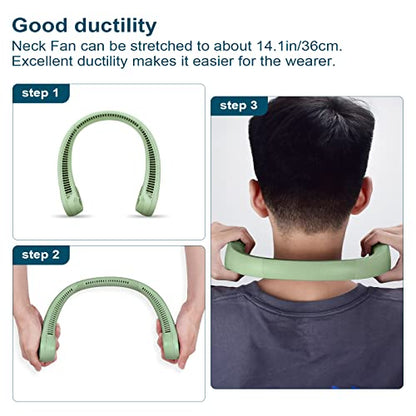 CIVPOWER Neck Fan: Portable Personal Neck Cooling Rechargeable Bladeless Fan - Hands Free 3 Speed 4000 mAh Battery USB Operated Wearable Headphone Design - Gift for Men Women Outdoor (Light Green) - color: Light Green