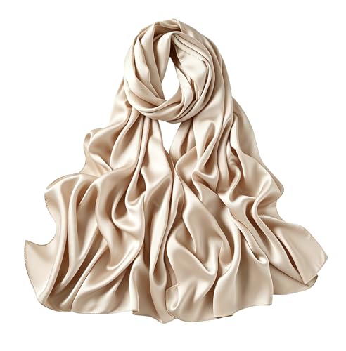 Lina & Lily Luxury Satin Hijab Head Scarf Shawl Wrap for Muslim Women Extra Long - color: Champagne