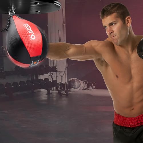 Boxing Speed Bag - PU Leather Speed Punching Ball for Boxing, MMA Training Speed Ball Reflex Ball Boxing Equipment, Punching Bag Workout Kicking Training Home Gym Exercise Speed Ball - color: Black&Red