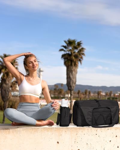 BAGSMART Gym Bag for Women, Lightweight Duffel with Shoe Compartment, Tote Bag with Wet Pocket for Yoga Travel, Black - color: Charcoal