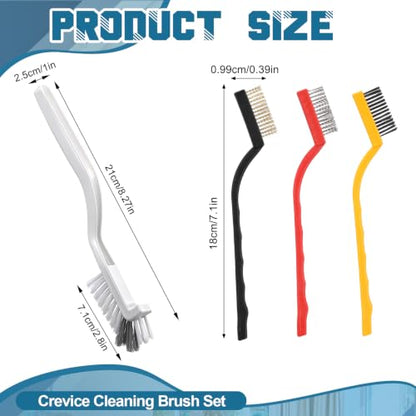 9 Pcs Cleaning Brush Set with Squeegee, Crevice Gap Brushes, Handheld Scrub Brush and Hard Bristle Detail Brushes Multi-purpose Household Cleaning Tools for Kitchen Bathroom Sink Grout Window
