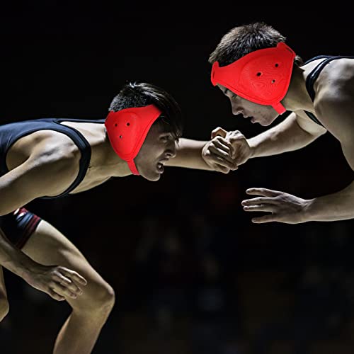 Jerify 2 Pcs Wrestling Headgear for Kids Youth Soft Grappling Headgear Wrestling Adjustable Ear Guard Protective(Red) - color: Red