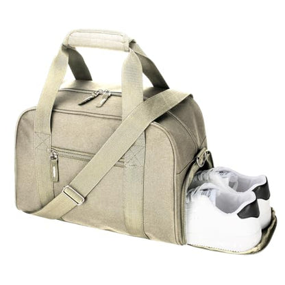 SeaRock 14 inch Small Gym Bag for Men & Women, Mini Duffle Bag with Shoe Compartment, Carry On Duffel Bag for Travel Sports, Khaki - color: Khaki