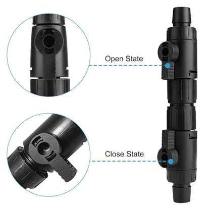 MiOYOOW Aquarium Hose Valve, Fish Tank Hose Connector Aquarium Water Control Valve with Quick Release Handle for 12/16MM Pipe - color: 16mm to 16mm