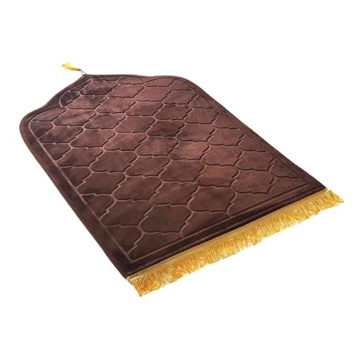 JE JOUE Prayer Rug Muslim Mat Islamic - Thickening Sponge Muslim Rug for Men Women for Eid Travel Ramadan, Soft Luxury Great for Knees and Forehead （Light Brown） - color: Light Brown