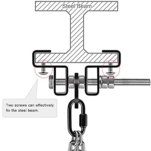 Punching Bag Hanger for I Beam 880 LBs Capacity Heavy Bag Mount Width Adjustable Boxing Bag Holder & Steel Beam Clamp for Beam - color: Beam Hanger & Carabiner (2 Pack)