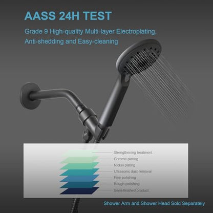 OFFO Shower Head Holder All Metal for Handheld Shower Head, Adjustable Shower Arm Mount with Solid Brass Pivot Ball, 1/2 in IPS Female Inlet and Male Outlet, Matte Black - style: Matte Black