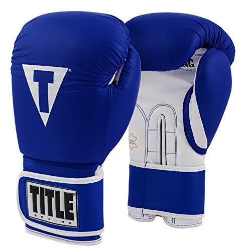 TITLE Boxing Pro Style Leather Training Gloves 3.0 - Boxing Gloves, Boxing Training Gloves, MMA Gloves, Oz Training Gloves, Kickboxing Gloves, Punching Bag Gloves, Sparring Gloves - color: Blue/White, size: 12 oz