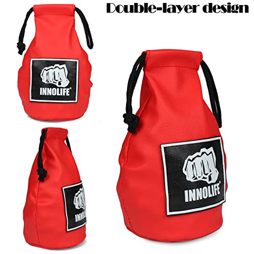 INNOLIFE Boxing Slip Bag, Dodge Hide Speed Bag Maize Ball Leather Ball for Reflex Training, Boxing, Kickboxing, MMA Pendulum Training, Red - style: Red (Filler Already Included)