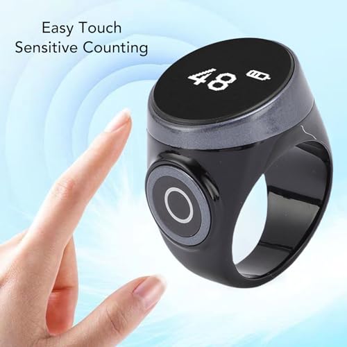 Smart Counter, Digital LCD Screen Rechargeable Electronic Tally for Muslim Islamic Prayer Work Sports, Finger Counter Touch Control - color: black