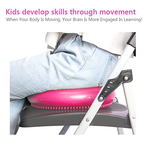 WIWAPLE Wiggle Seat, Inflatable Stability Balance Disc Wobble Cushion, Balance Disc Wiggle Seat, Flexible Seating Classroom with Free Air Pump Sensory Kids (Office & Home & School) - color: Pink