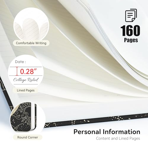 Lined Spiral Journal Notebook, A5 College Ruled Spiral Notebook for Women, Hardcover with Elegant Design for Work and Note-Taking, 5.5 * 8.25 inch, 160 Pages, Sun - color: Sun