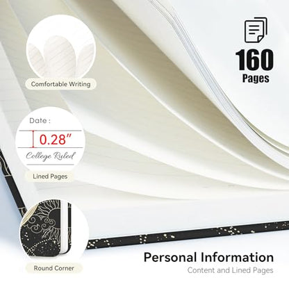 Lined Spiral Journal Notebook, A5 College Ruled Spiral Notebook for Women, Hardcover with Elegant Design for Work and Note-Taking, 5.5 * 8.25 inch, 160 Pages, Sun - color: Sun